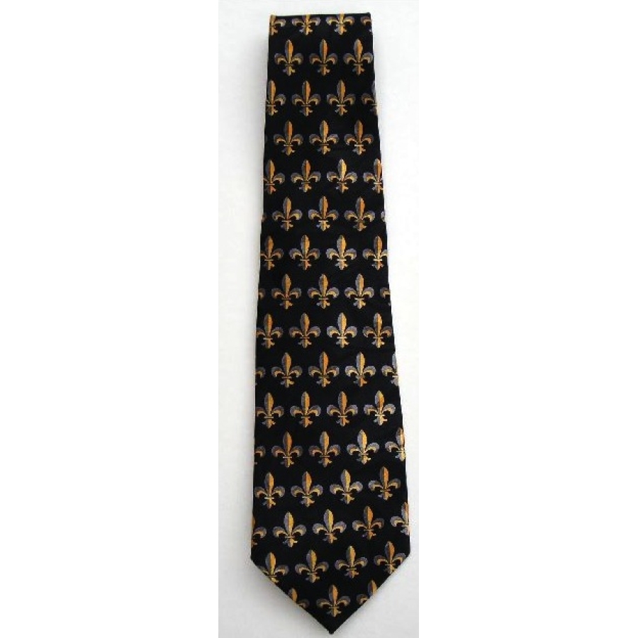 1696tie - Fleur de Lis Black Tie