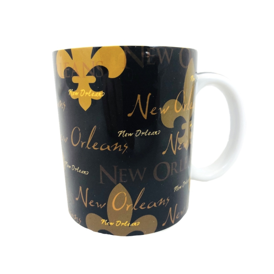 Brown Fleur de Lis Mug