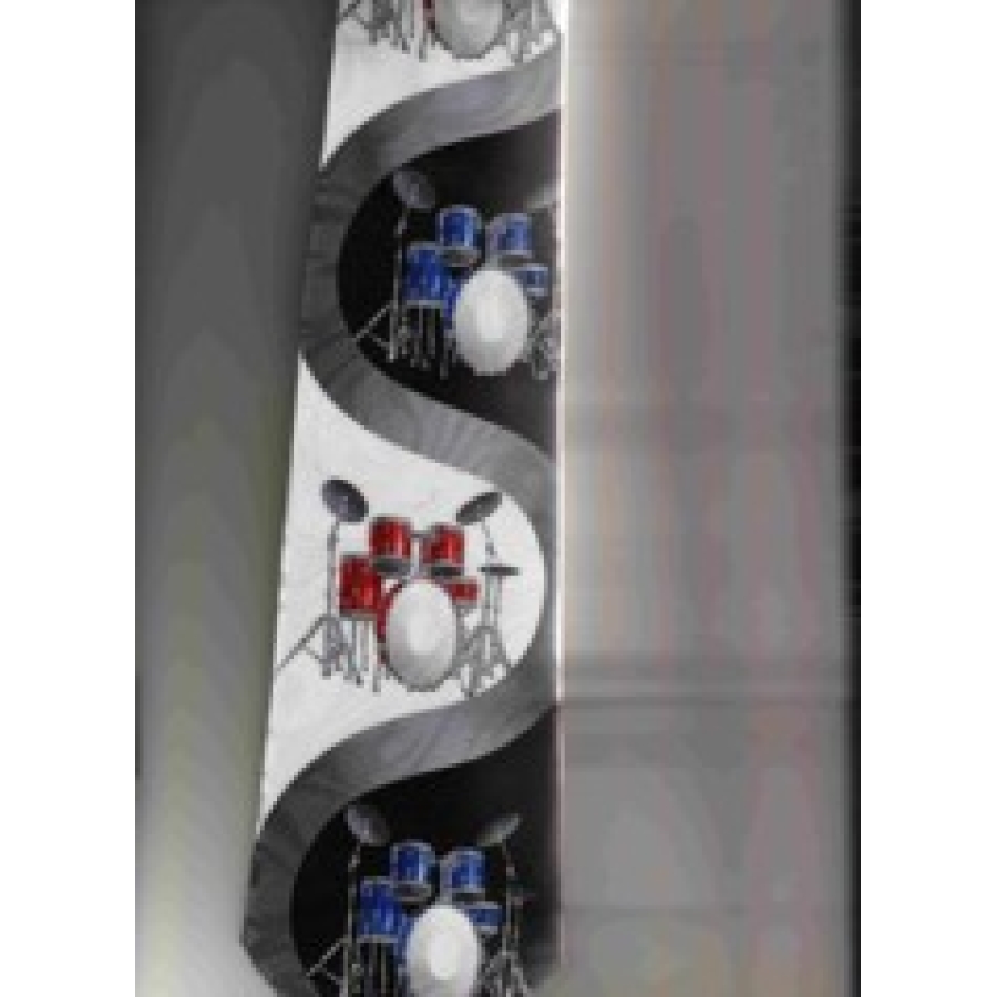 1961Tie - Black and White Swirls with Drums