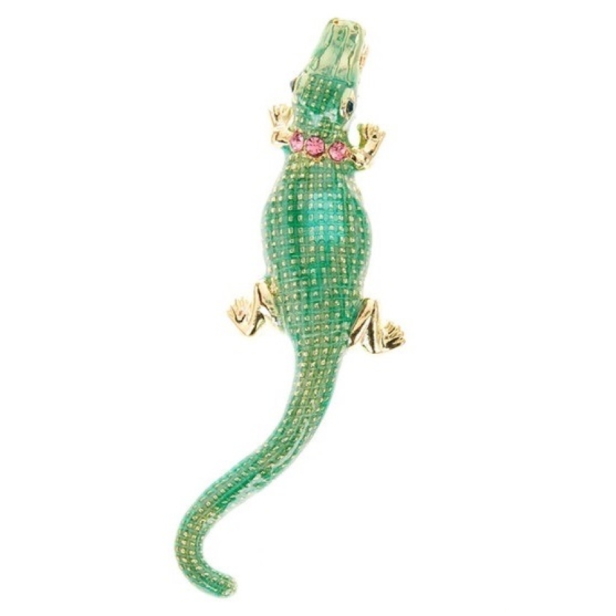 Brooch Gator with Pink Collar