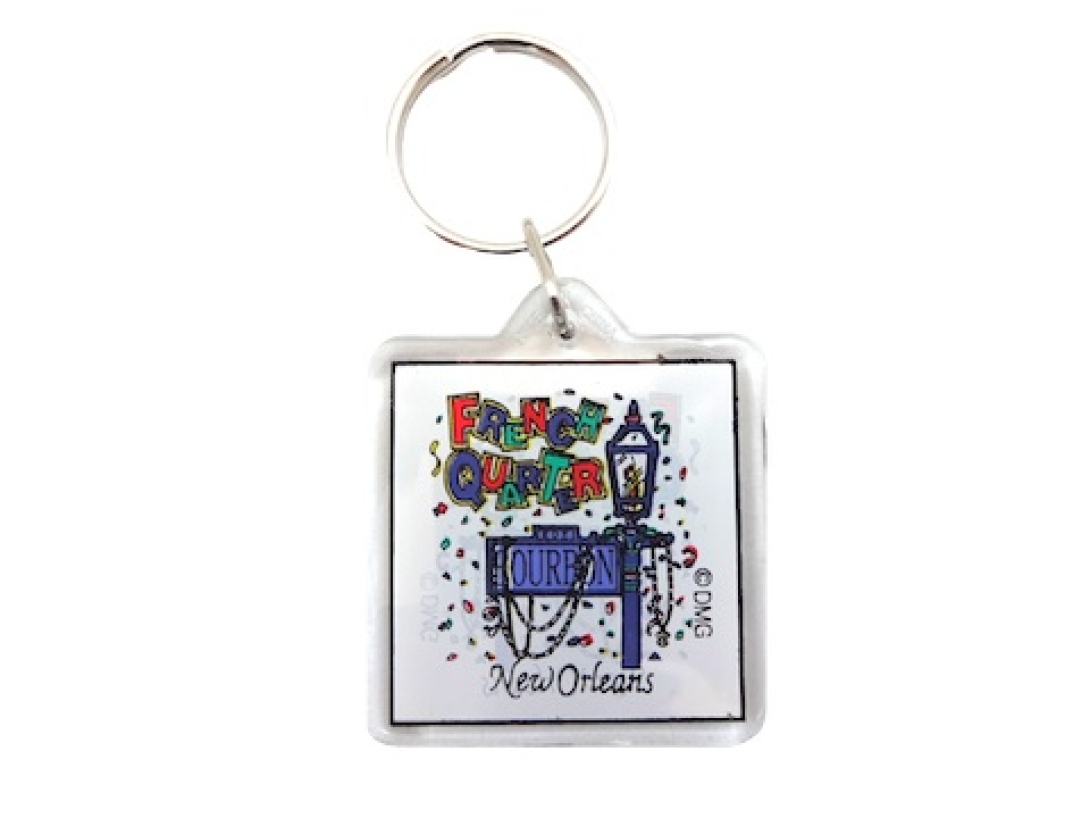 Lamppost Square Lucite Keychain